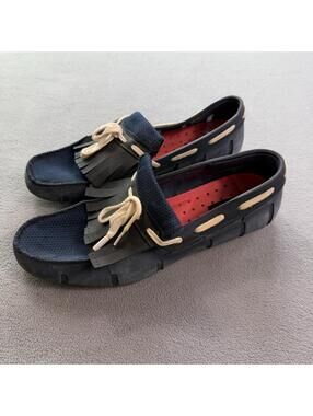 SWIMS Navy Blue Braided Lace Waterproof Driving Loafers Men's 7 Norway